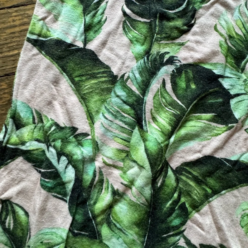 Posh Peanut Green and Pink Leaf Print Romper